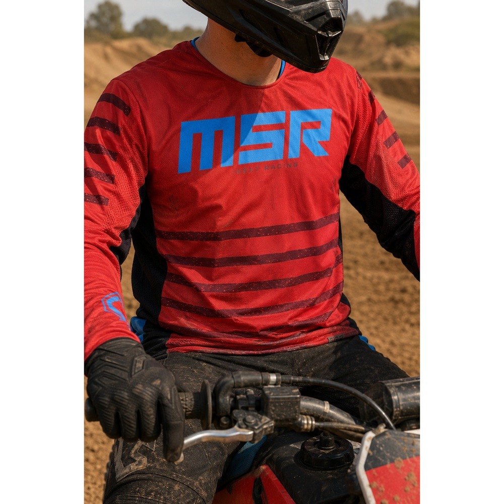 MSR NXT Motocross Jersey Men's Large Red Blue Black Long Sleeve Riding MX BMX